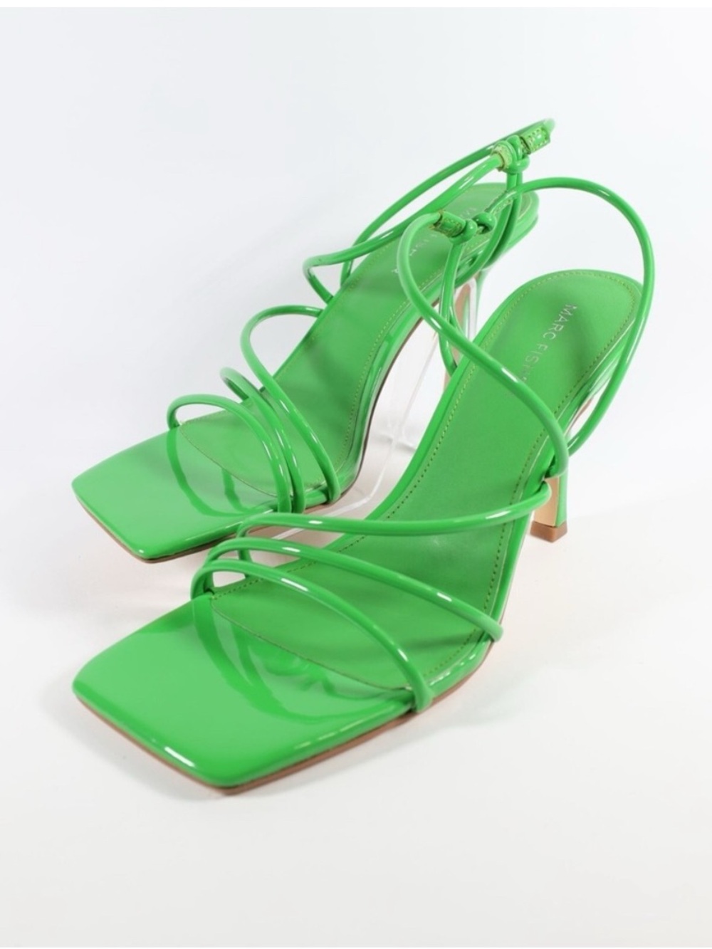 Marc Fisher Dareta Bright Green Strappy Square-Toe Heels
